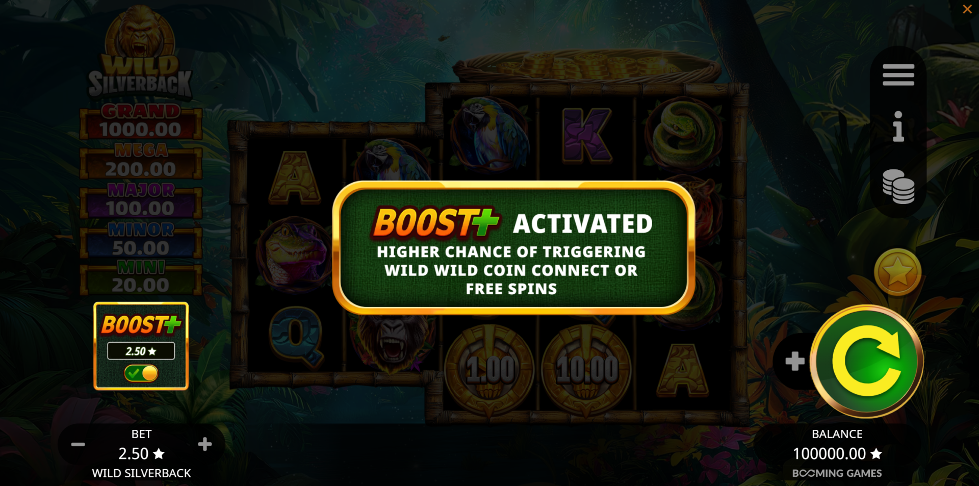 Wild Silverback slot Boost+ activator feature