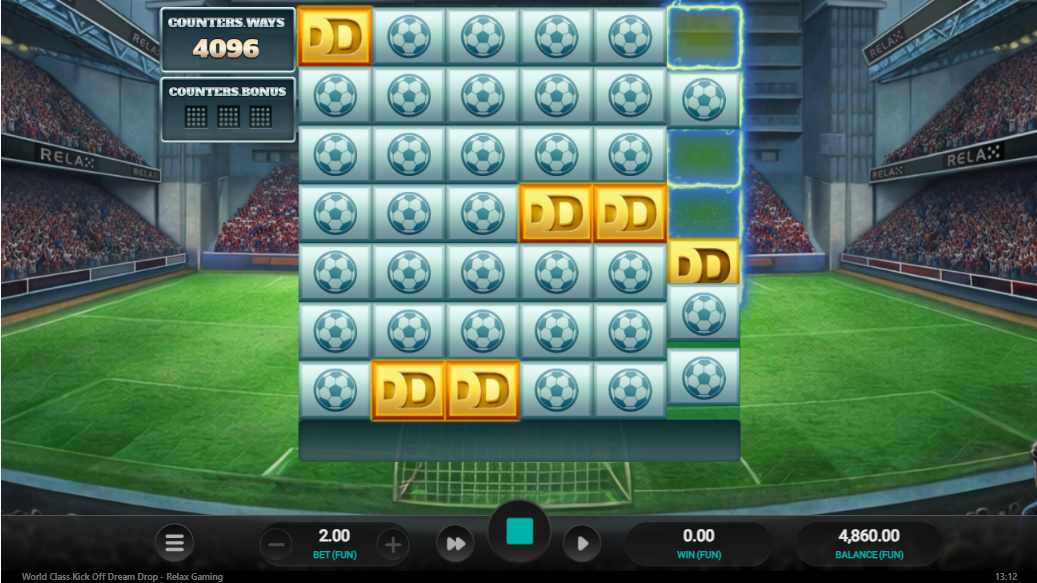 World Class Kick Off Dream Drop bonus feature showing the Dream Drop jackpot or Bet Slip