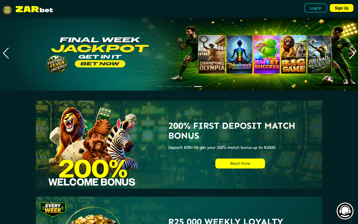 ZARbet Homepage