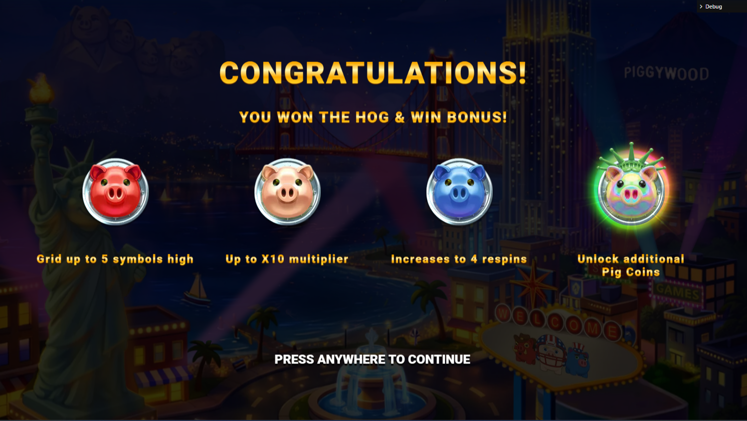 3 Pigs of Independence Hog & Win bonus feature screenshot