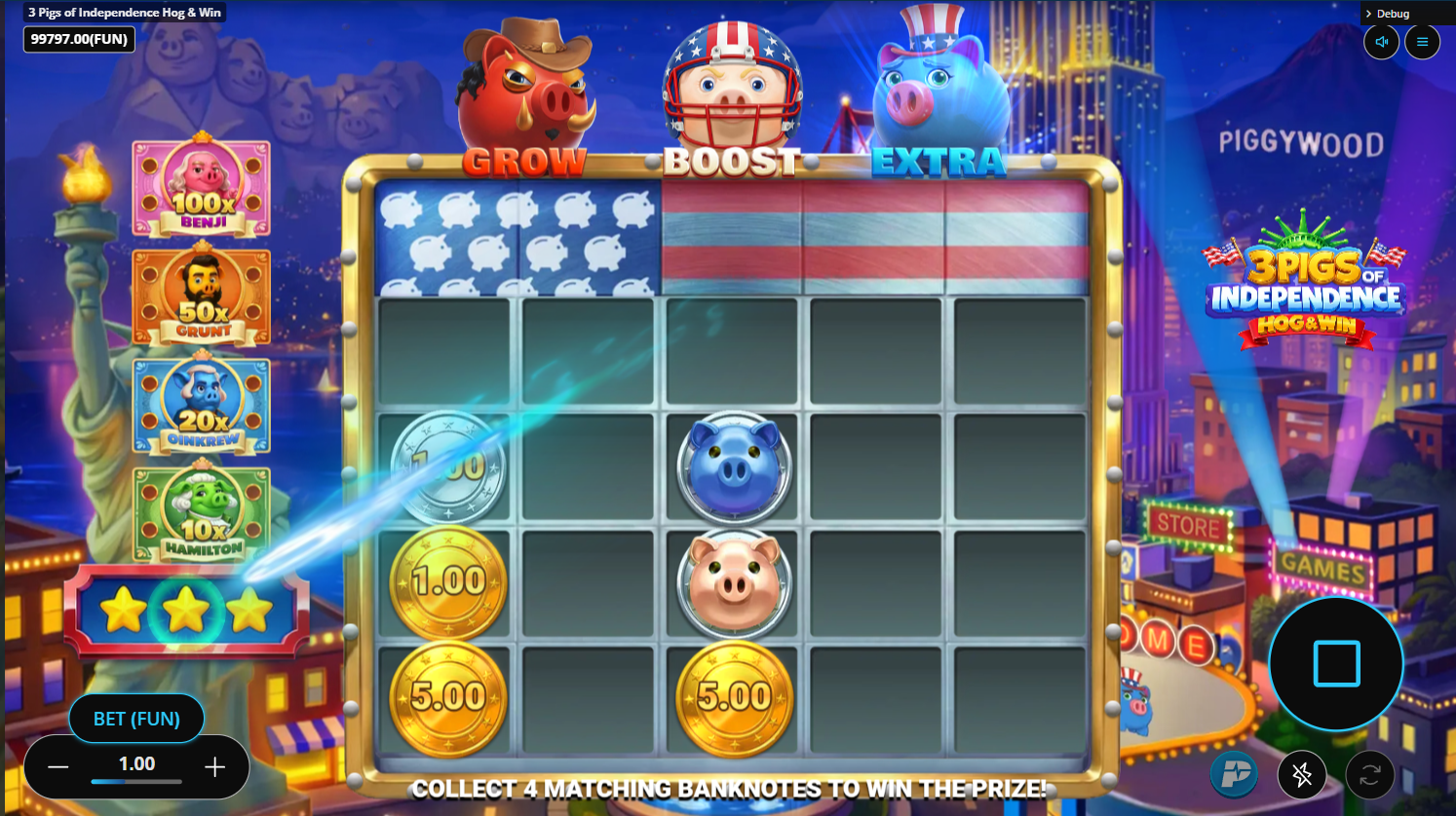 3 Pigs of Independence Hog & Win triple pig bonus screenshot