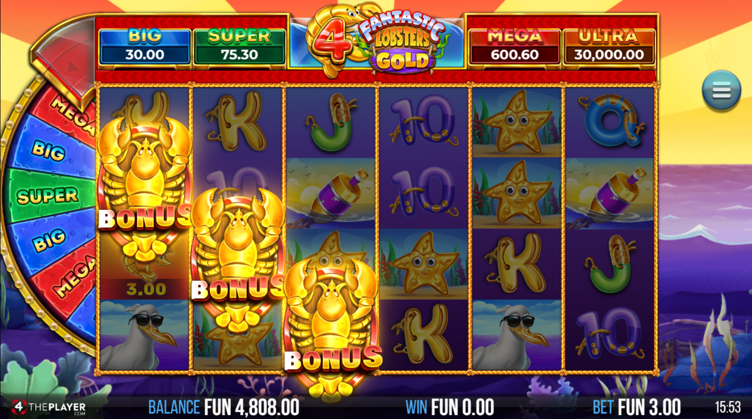 4 Fantastic Lobsters Gold bonus symbols including Bonus Scatter and Pick Scatter