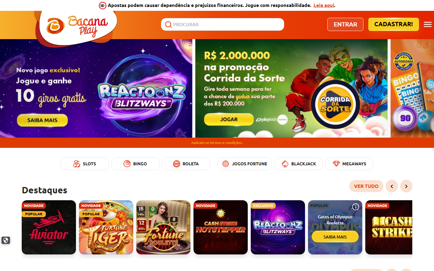 BacanaPlay Homepage
