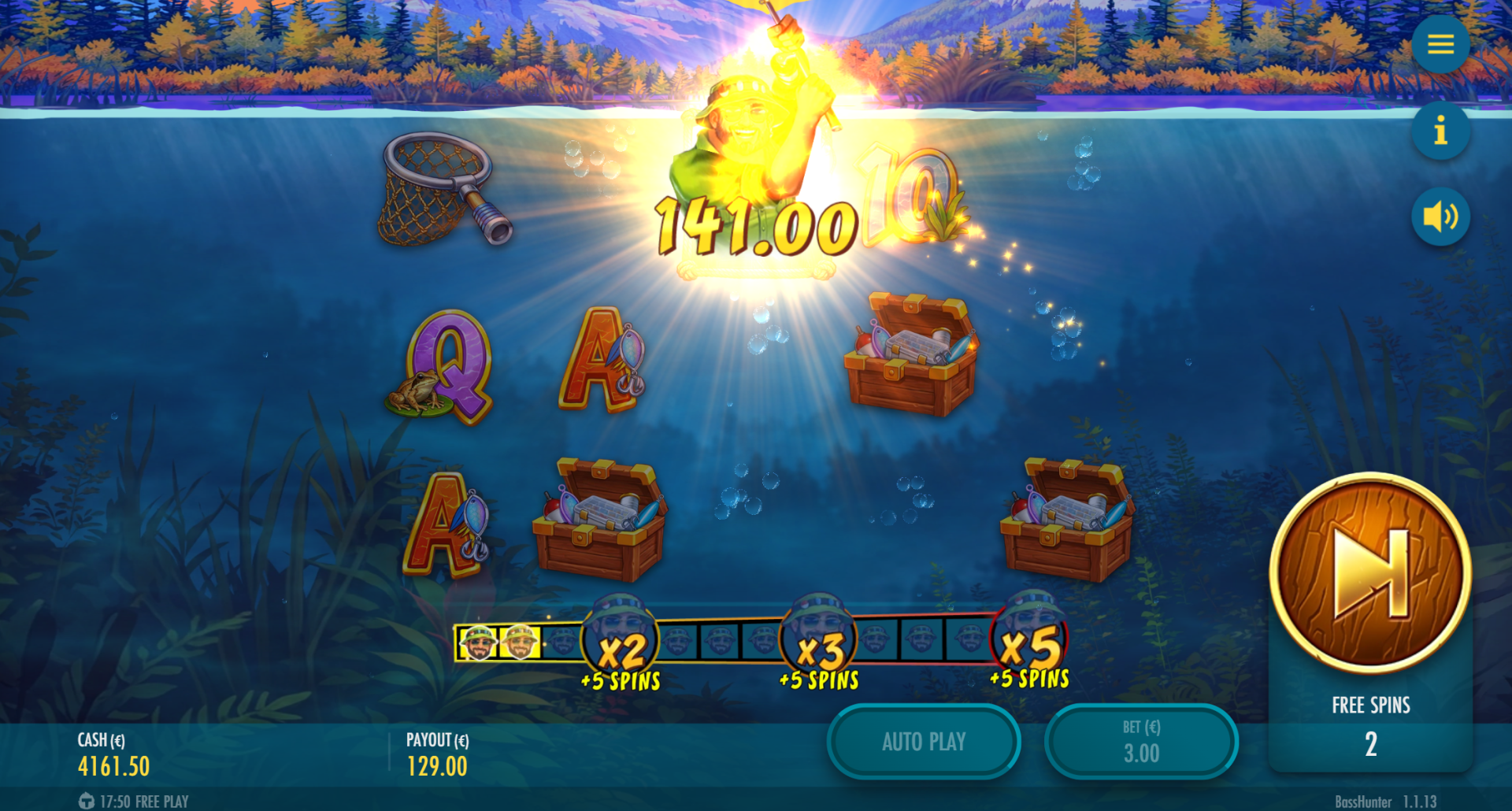 Bass Hunter Bonus Game (Free Spins) feature screenshot