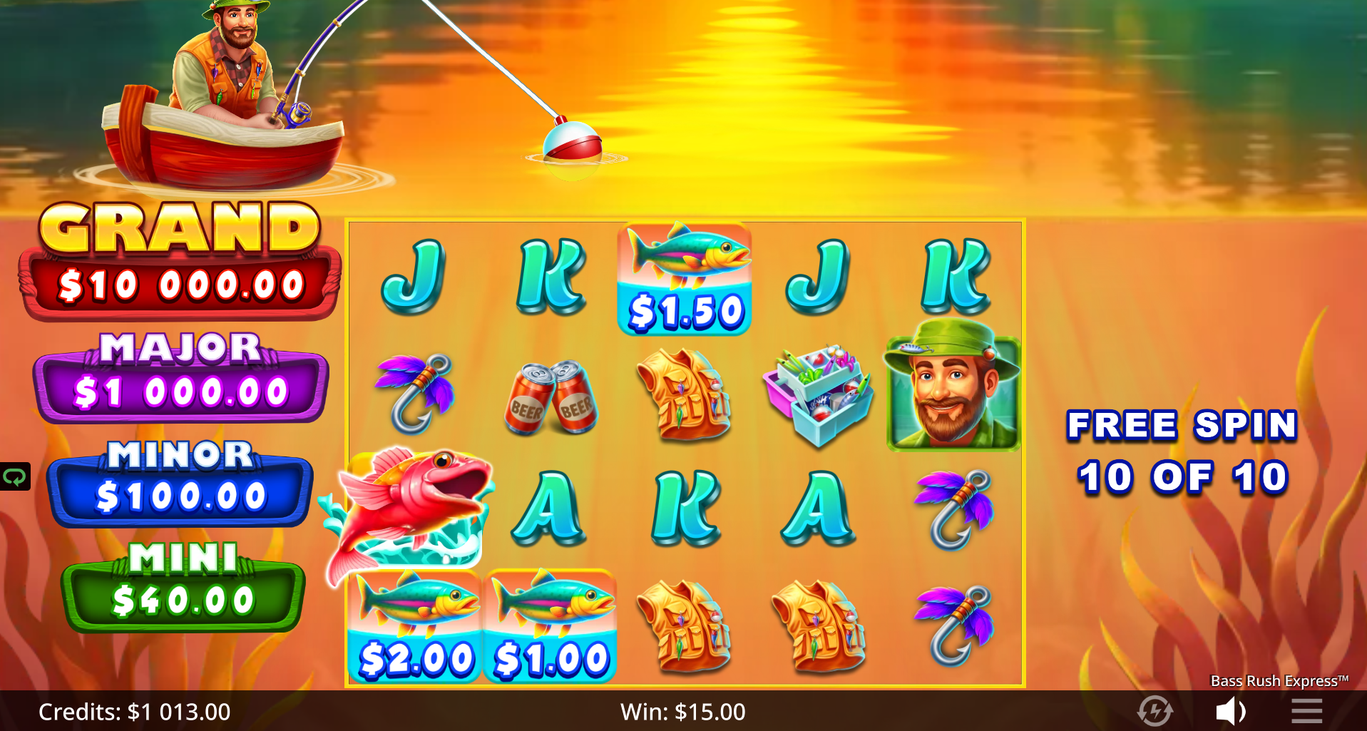 Bass Rush Express Free Spins feature in play