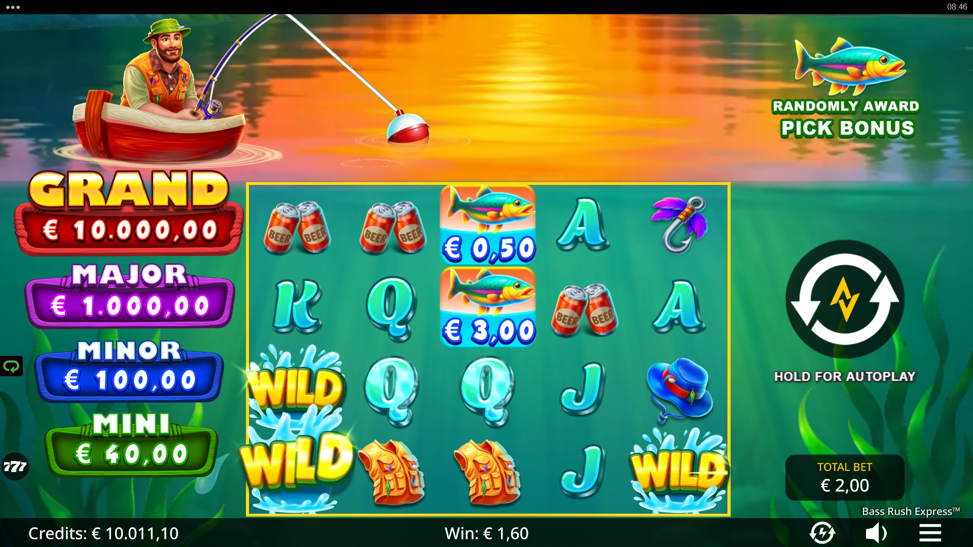 Bass Rush Express offering 20 fixed paylines on the 5x4 reel grid
