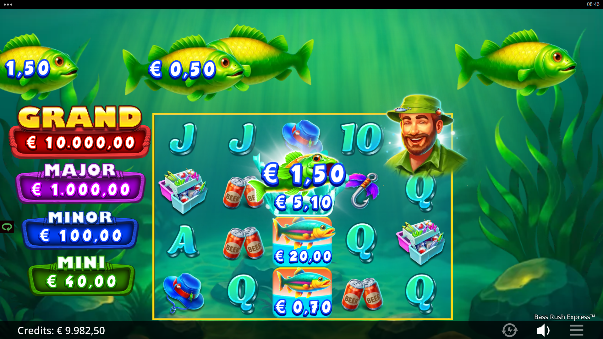 Bass Rush Express Rush Express feature with Fisherman symbol on reel 5