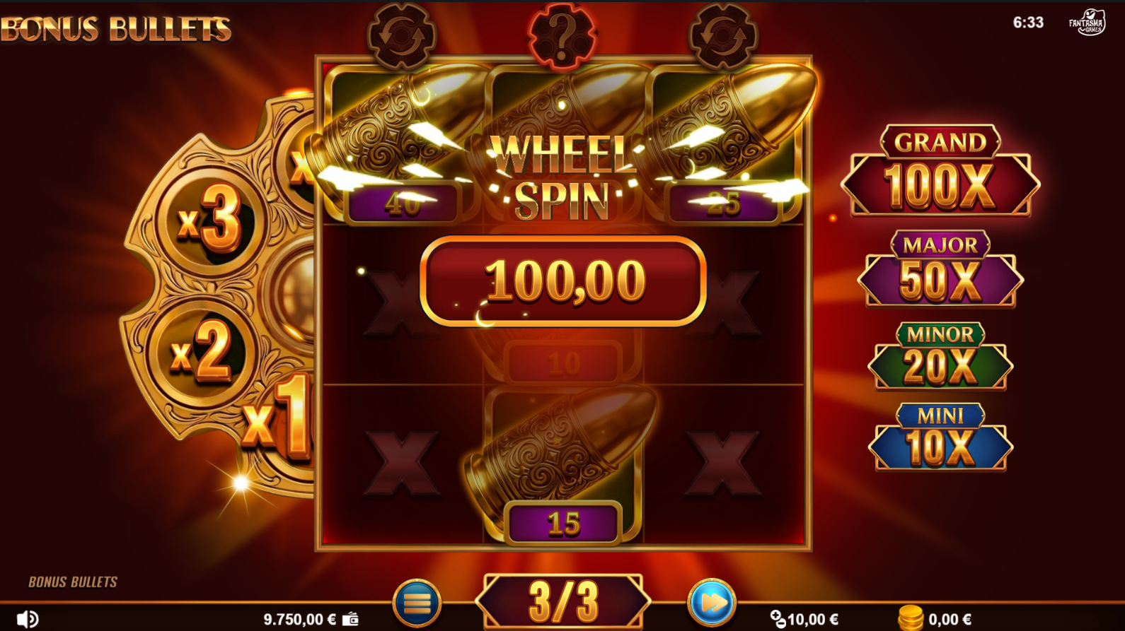 Bonus Bullets Wheel Spin multiplier feature