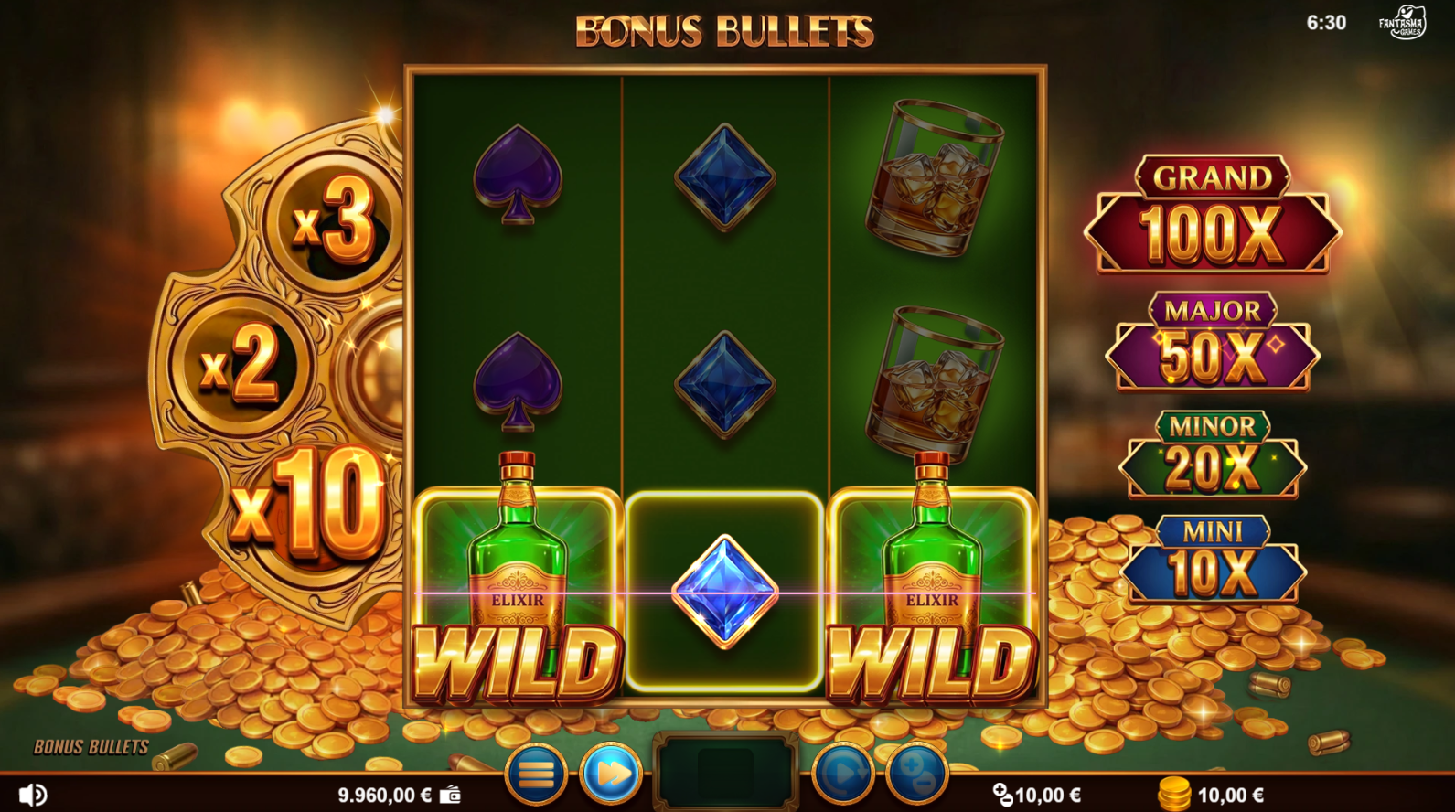 Bonus Bullets wild symbols on the reels