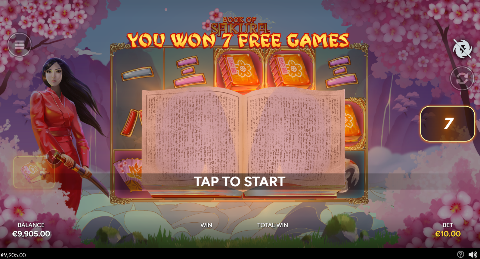 Book of Sakura bonus round with Booster Bet active