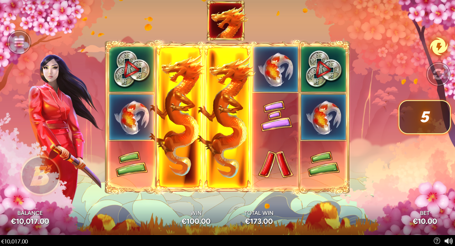 Book of Sakura Free Games bonus round with expanding symbol