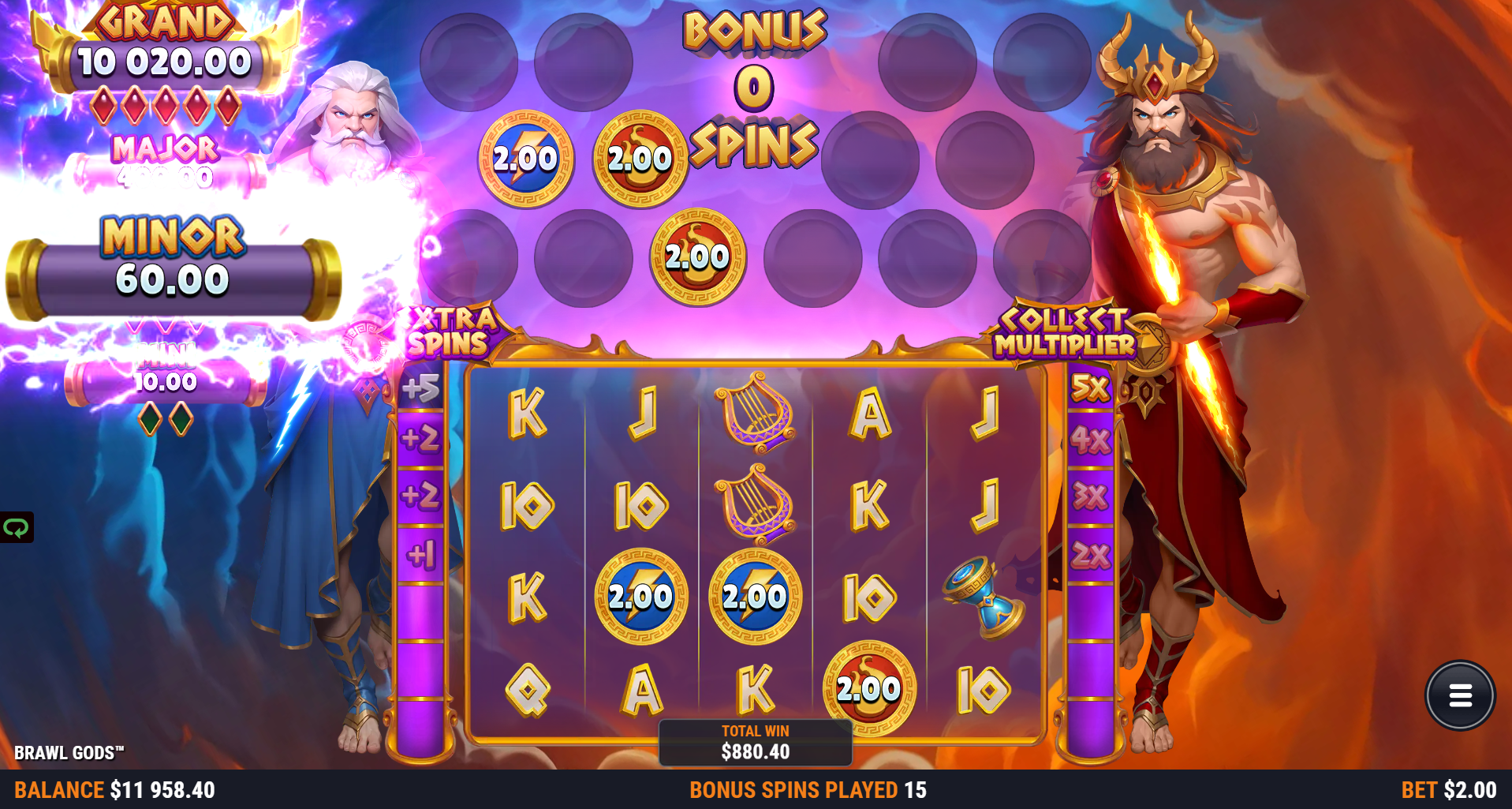 Brawl Gods bonus game pick feature gameplay