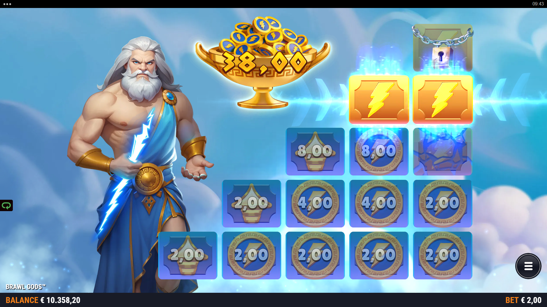 Brawl Gods Zeus Bonus pick game screen