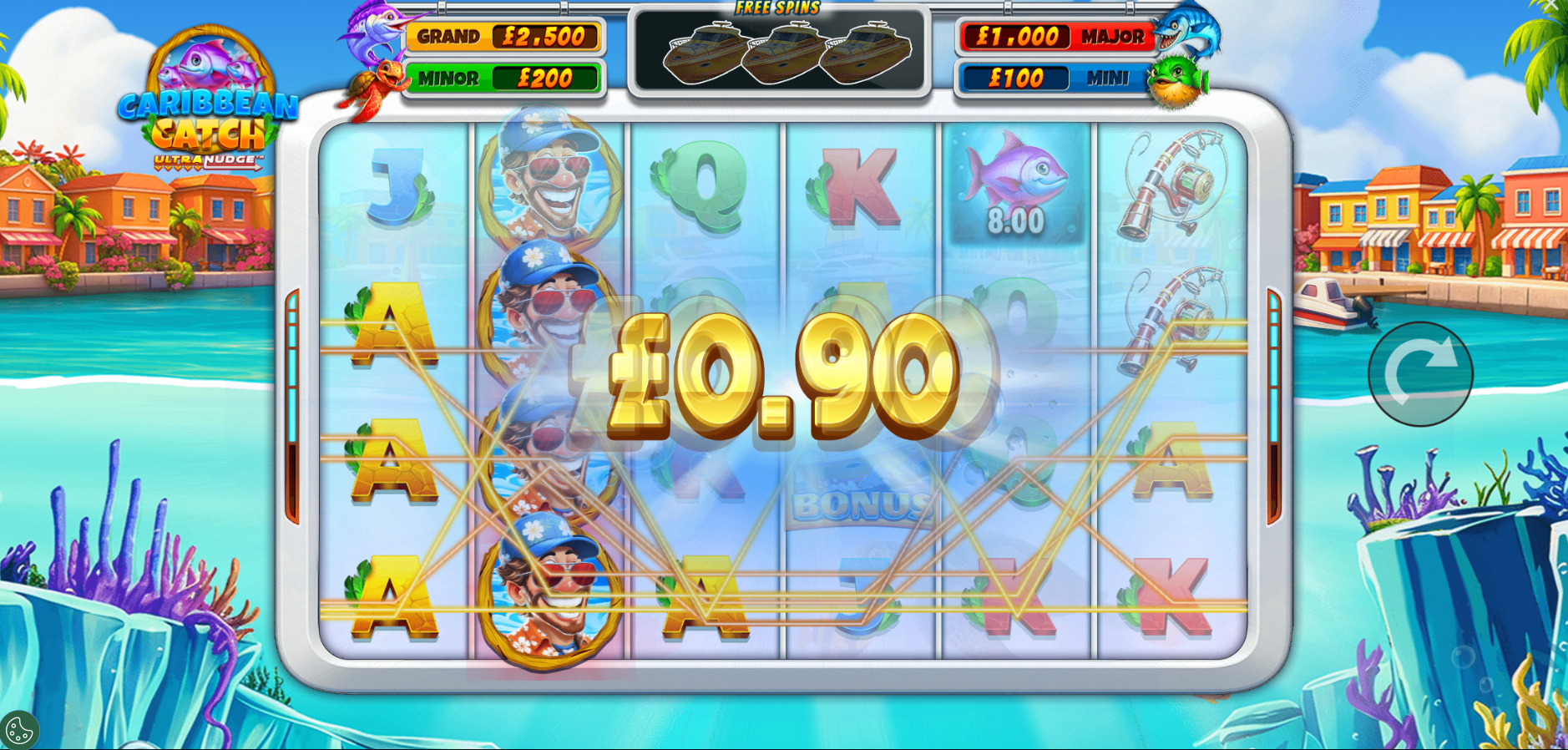 Caribbean Catch UltraNudge - 40 fixed paylines display