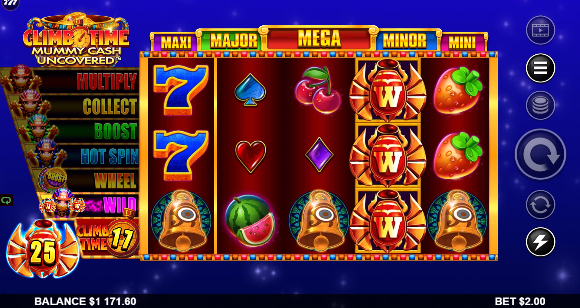 Climb Time Mummy Cash Uncovered bonus trigger screenshot