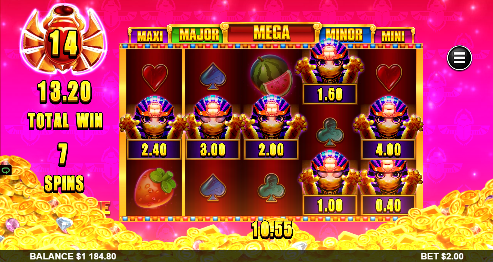 Climb Time Mummy Cash Uncovered free spins feature screenshot