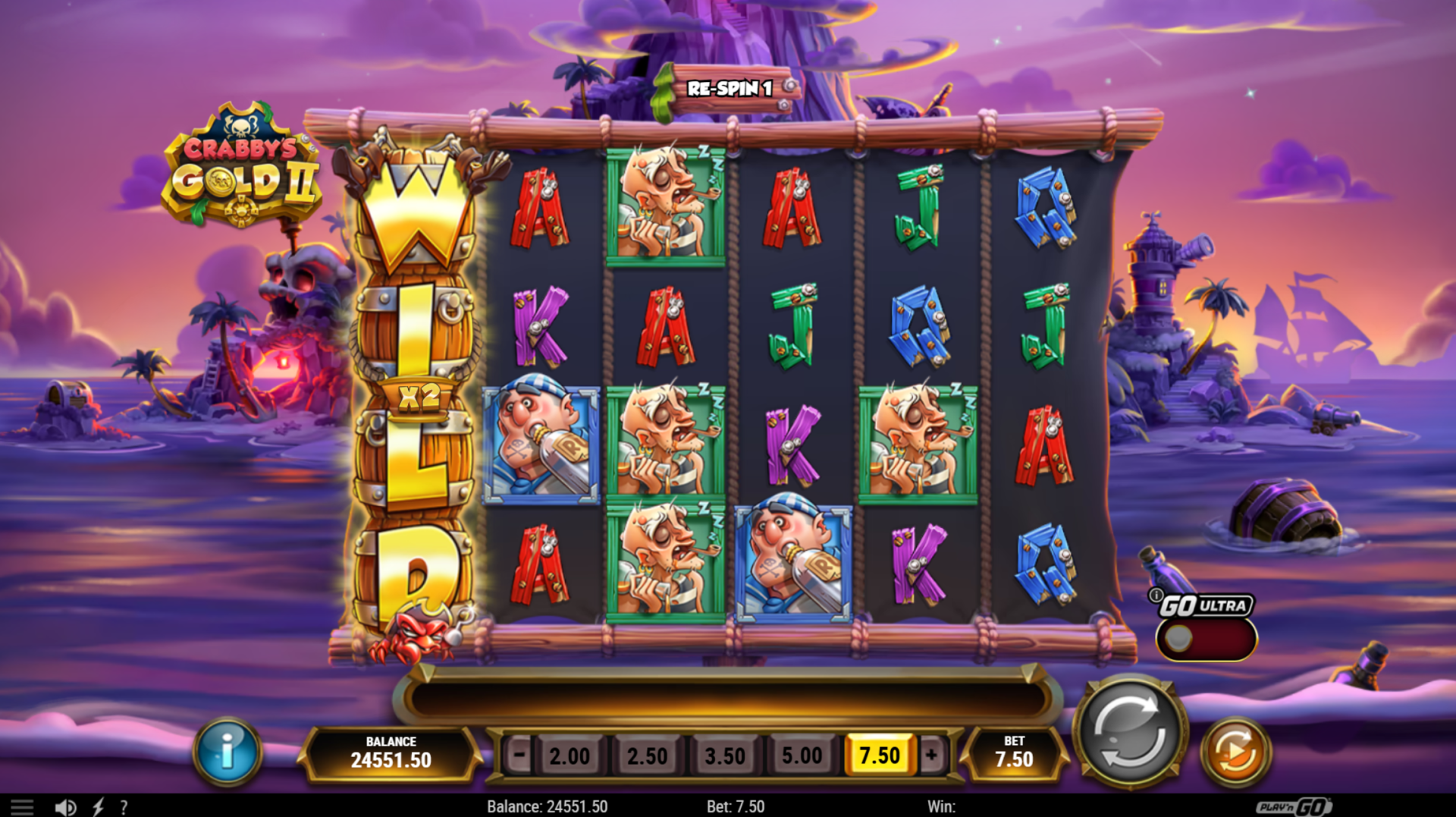 Crabby's Gold II guaranteed Wild Re-Spin triggered by completing the Treasure Trail