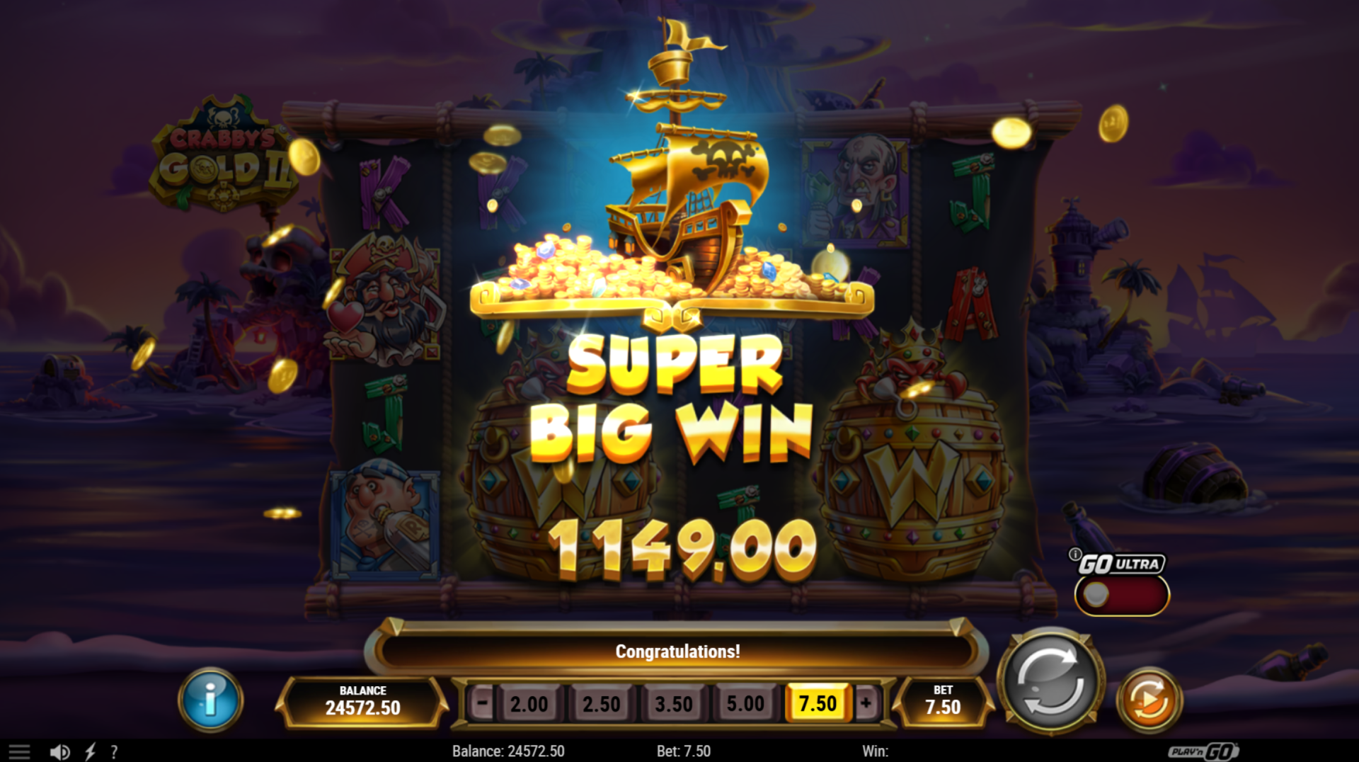 Crabby's Gold II Mega 2x2 Wild symbol on the reels