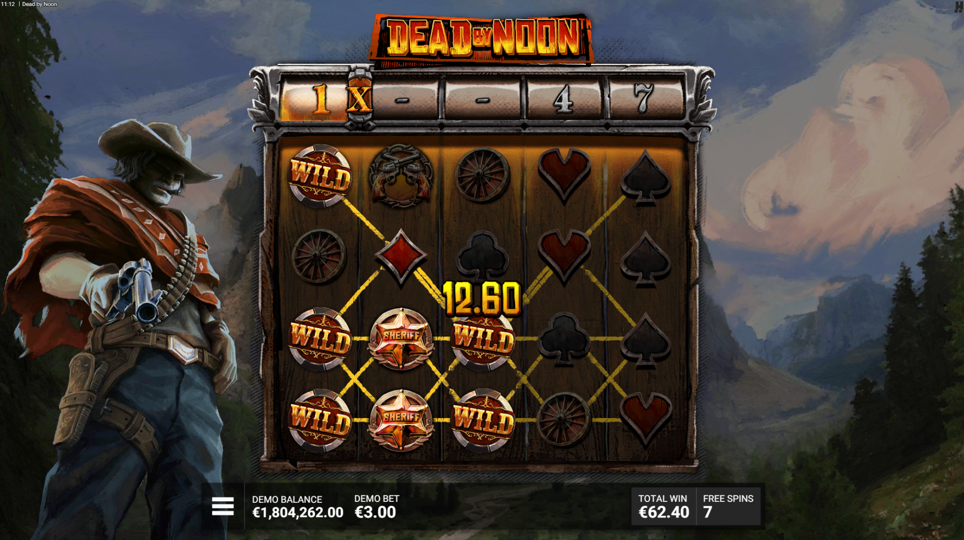 Dead By Noon No Aim No Fame free spins bonus with guaranteed Poker Chip symbols