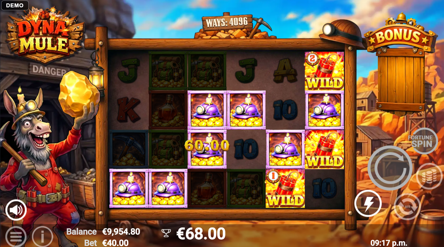 Dyna Mule Fortune Spins bonus round in progress