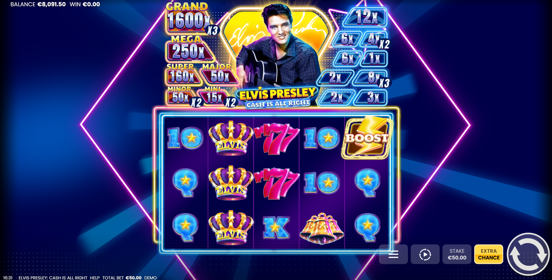 Elvis Presley: Cash is All Right Jackpot Boosters increasing jackpot tier values