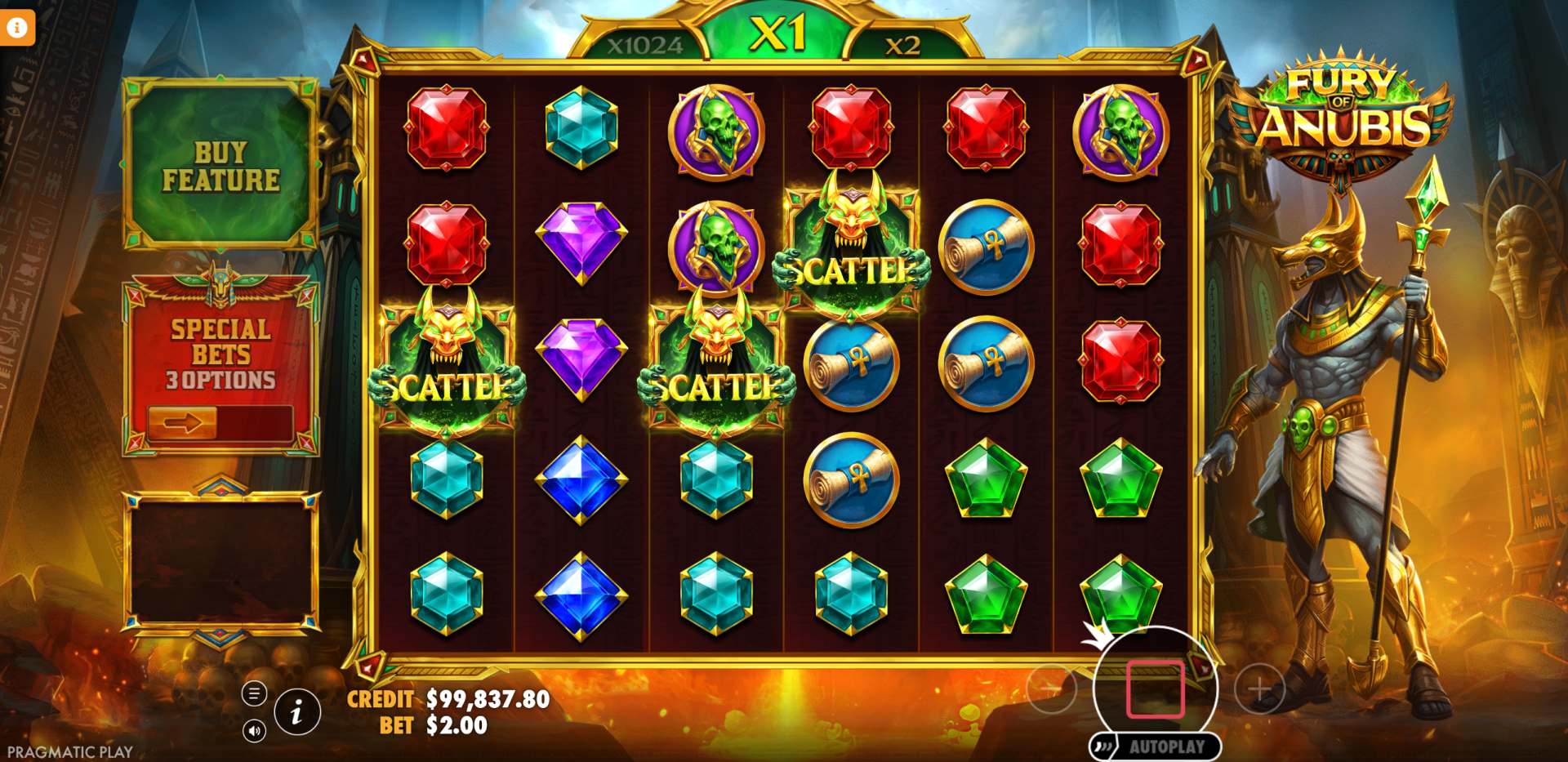 Fury of Anubis standard bonus round gameplay