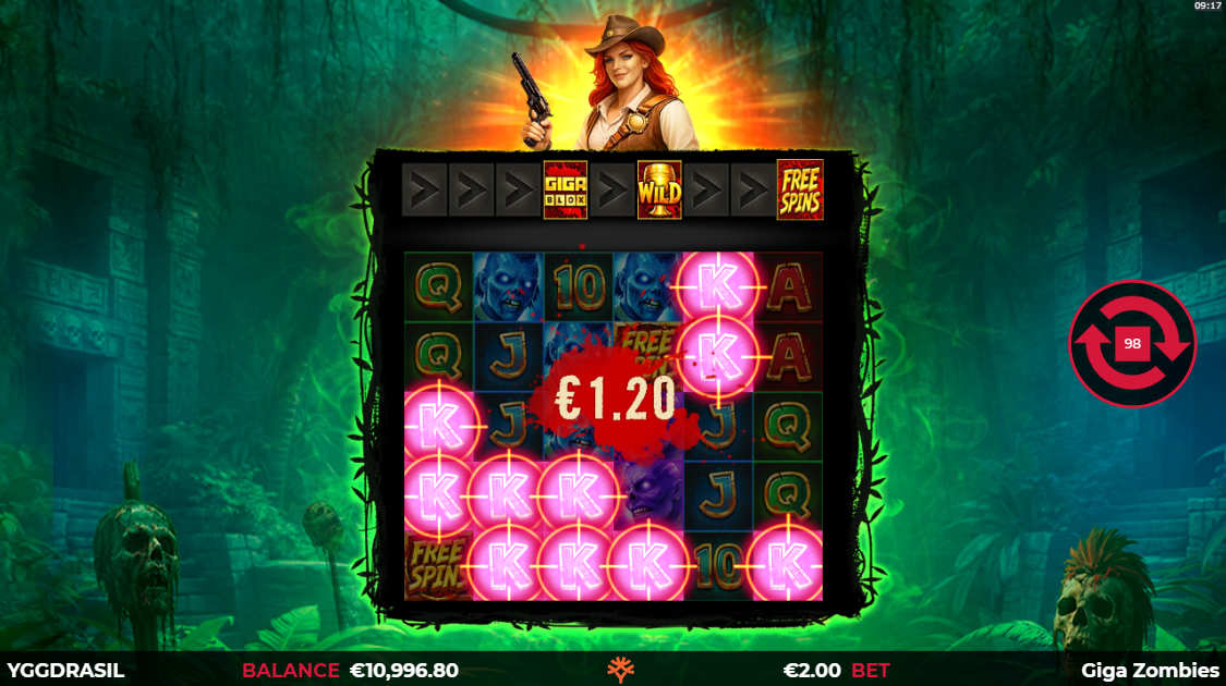 Giga Zombies GigaBlox scatter pay mechanic demonstration