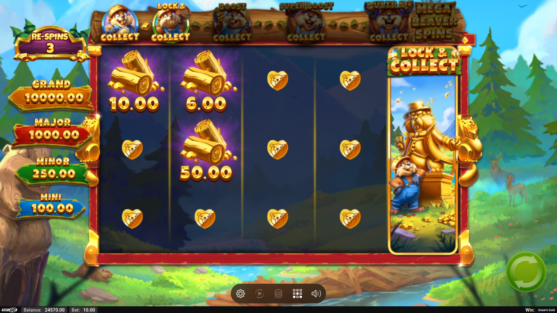 Gnaw'n Gold Lock and Collect respin feature