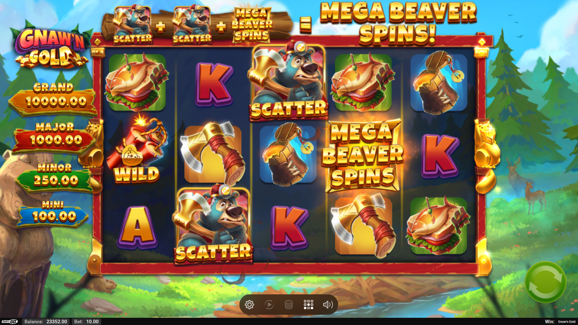 Gnaw'n Gold Mega Beaver Spins bonus feature