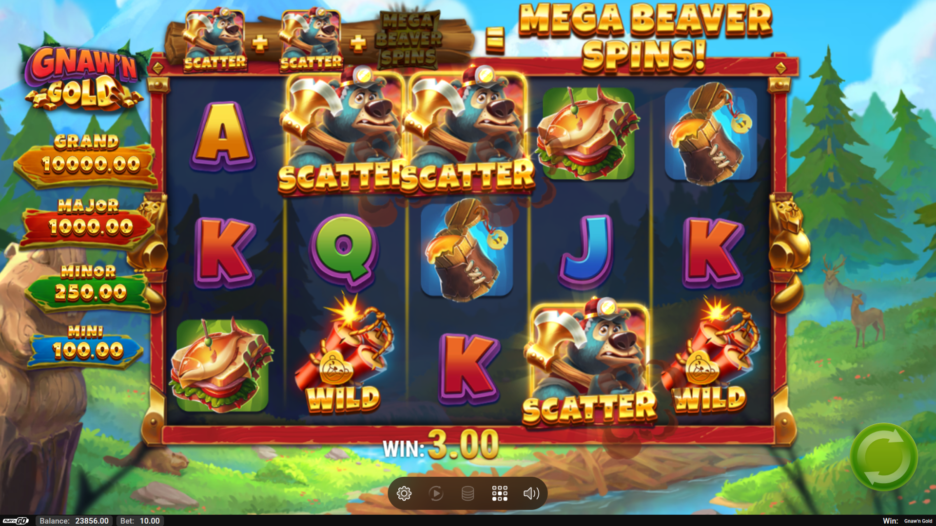 Gnaw'n Gold scatter symbols triggering Beaver Spins