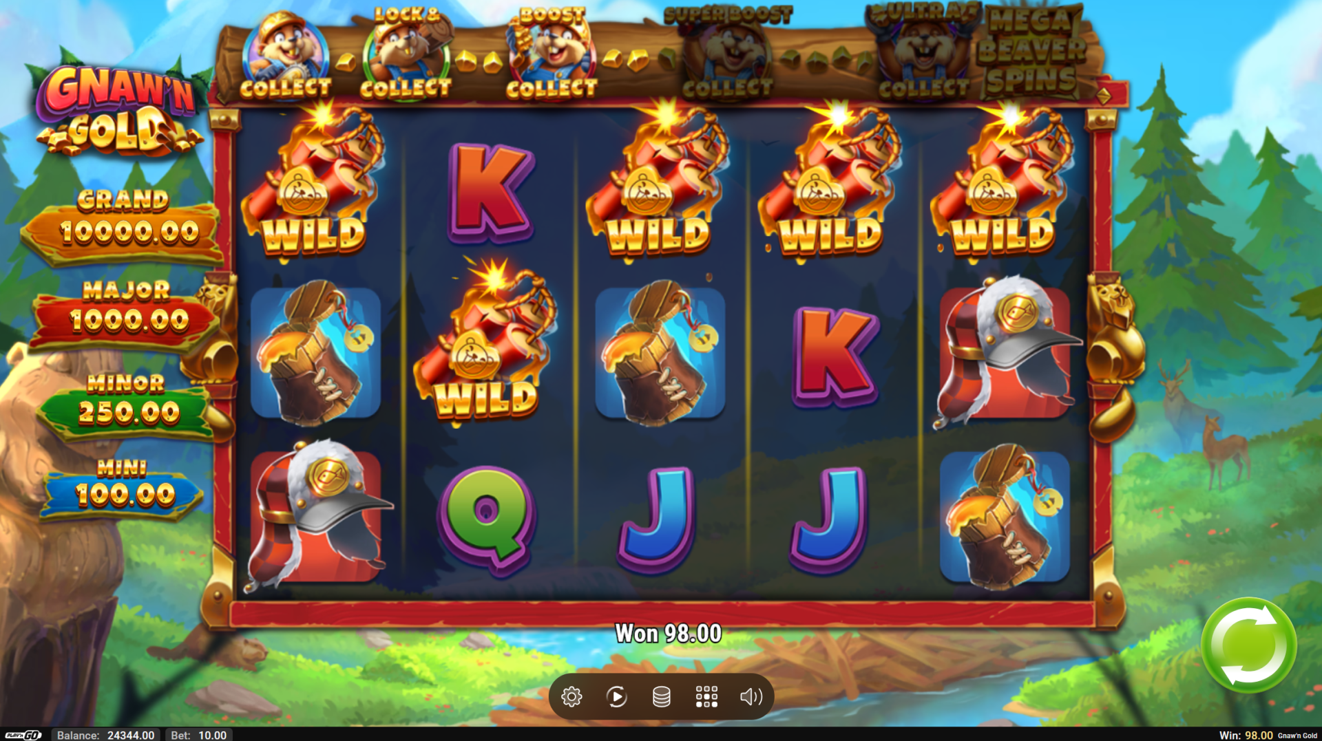 Gnaw'n Gold wild symbols on the reels