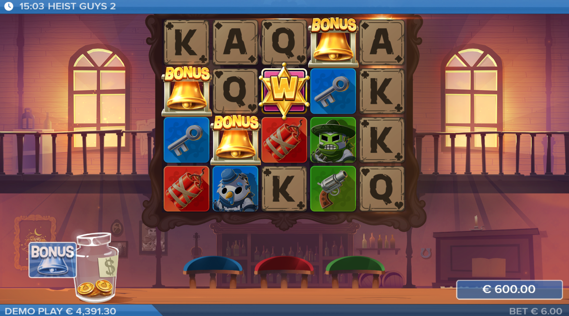 Heist Guys 2 base game with Bonus symbols