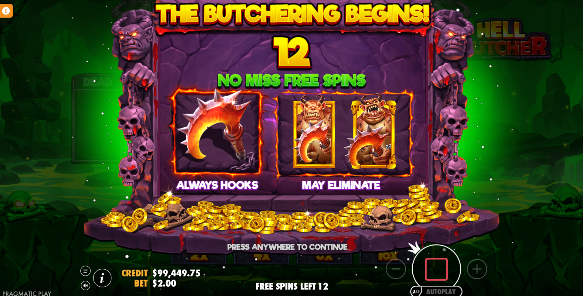 Hell Butcher No Miss Free Spins feature modifier during the enhanced bonus game