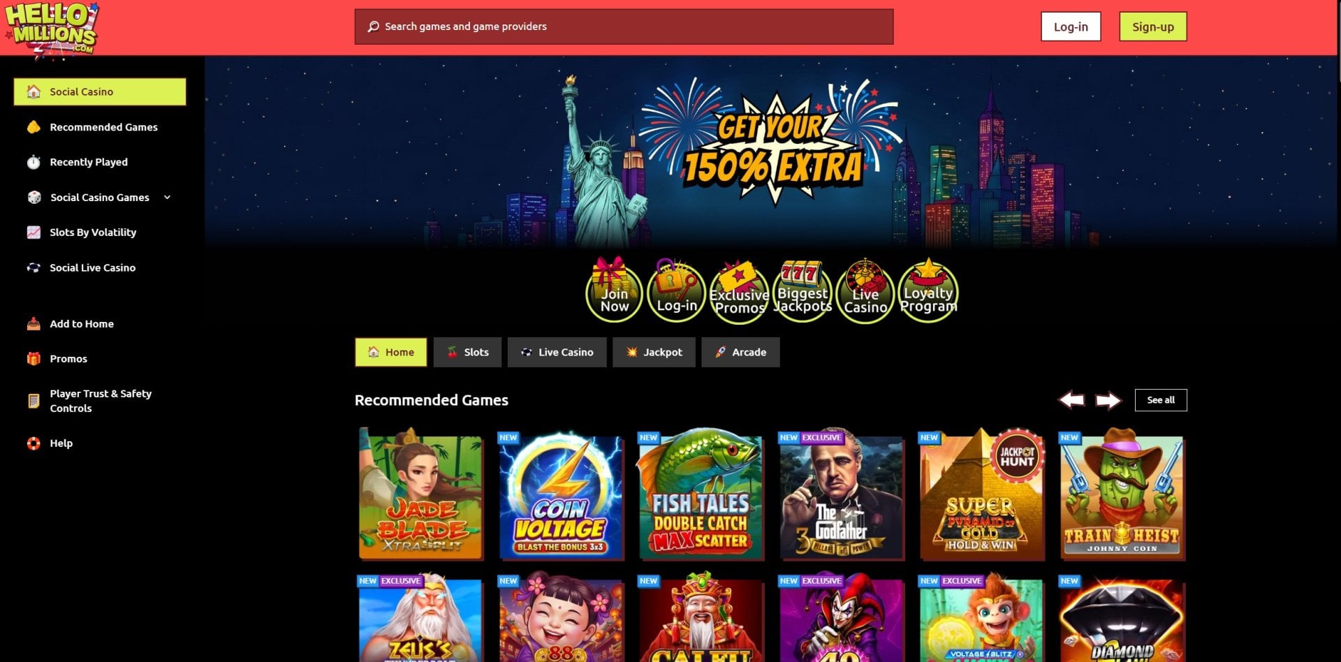 Hello Millions Homepage
