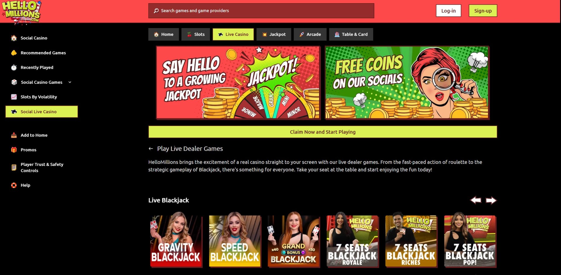 Hello Millions Live Casino