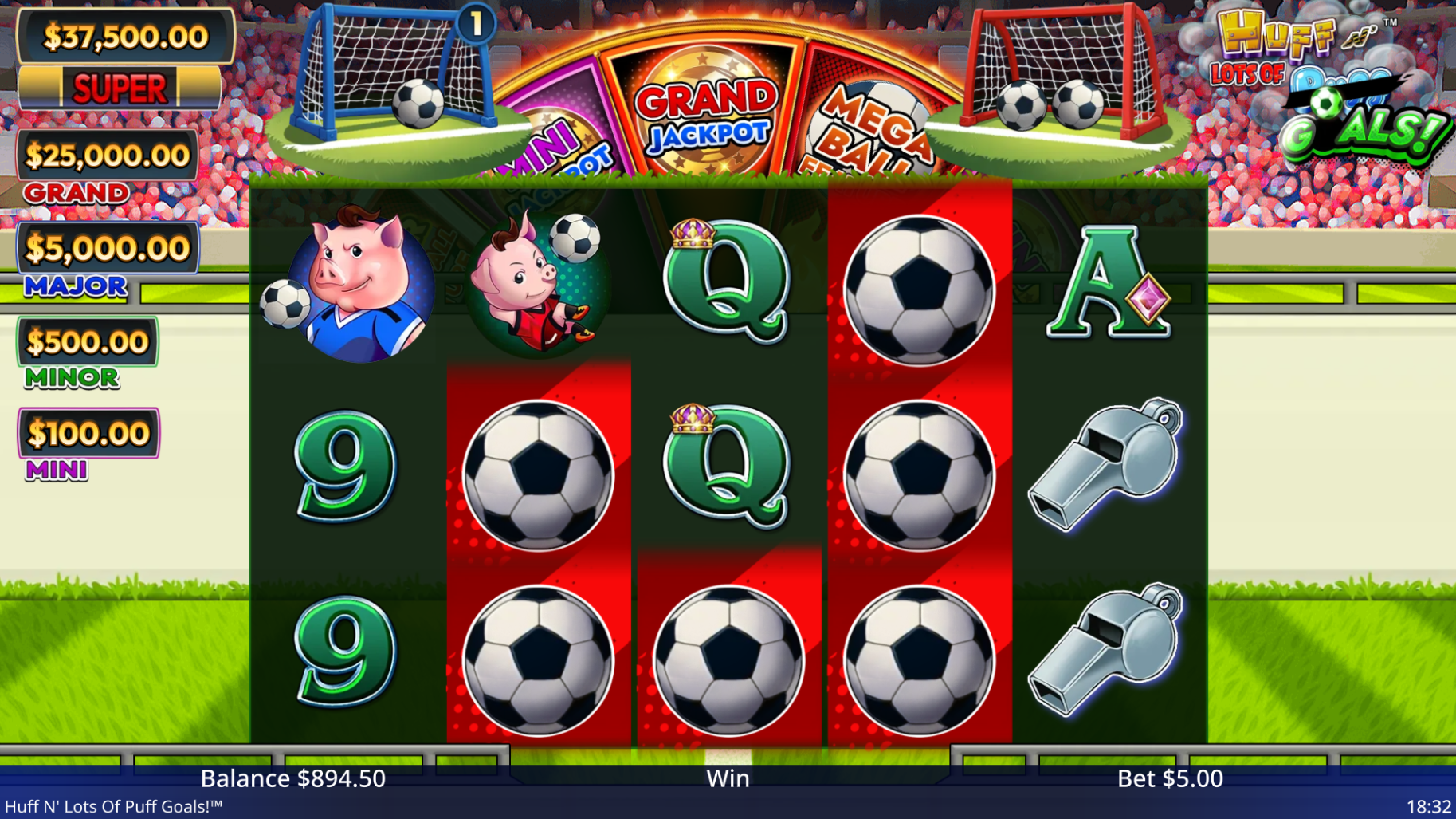 Huff N Lots of Goals bonus feature in progress