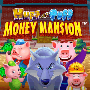 Huff N Puff Money Mansion slot game logo