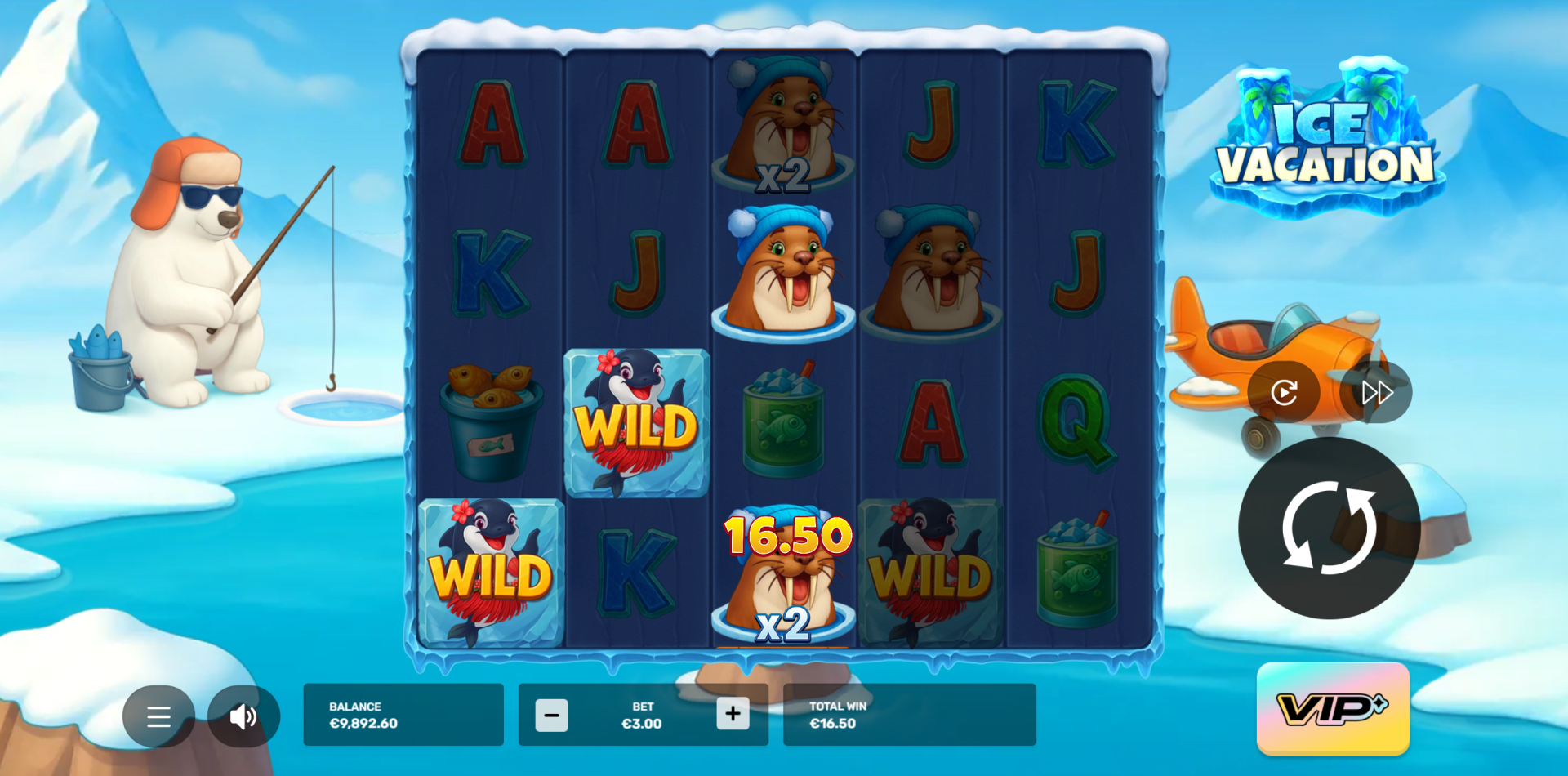 Ice Vacation base game with Mystery Symbols on the 5x4 reel grid