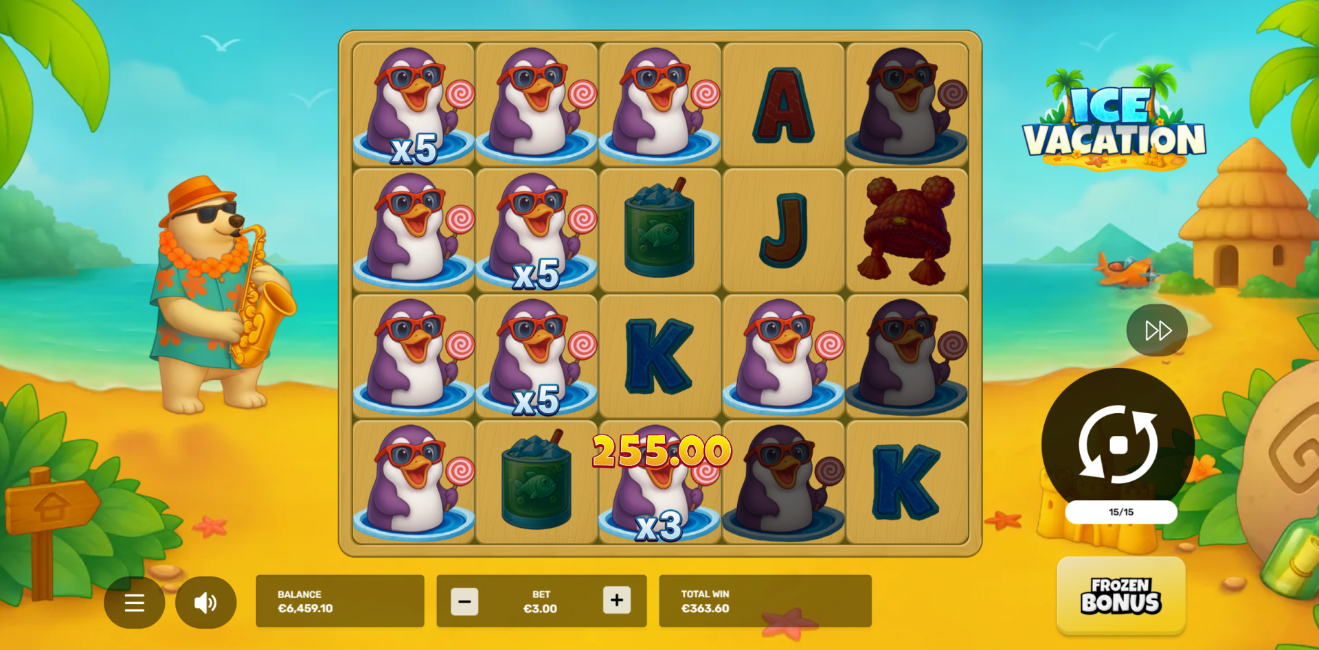 Ice Vacation Frozen Bonus Free Spins feature