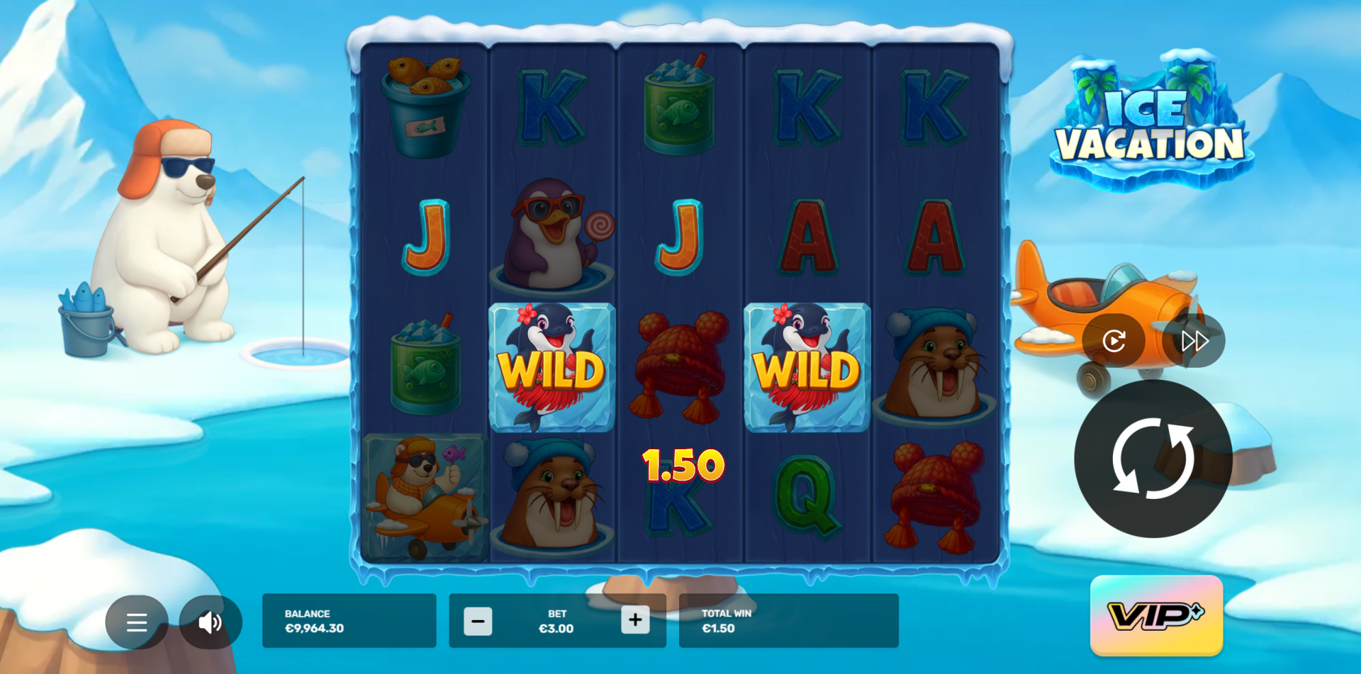 Ice Vacation Wild symbols landing on the reels