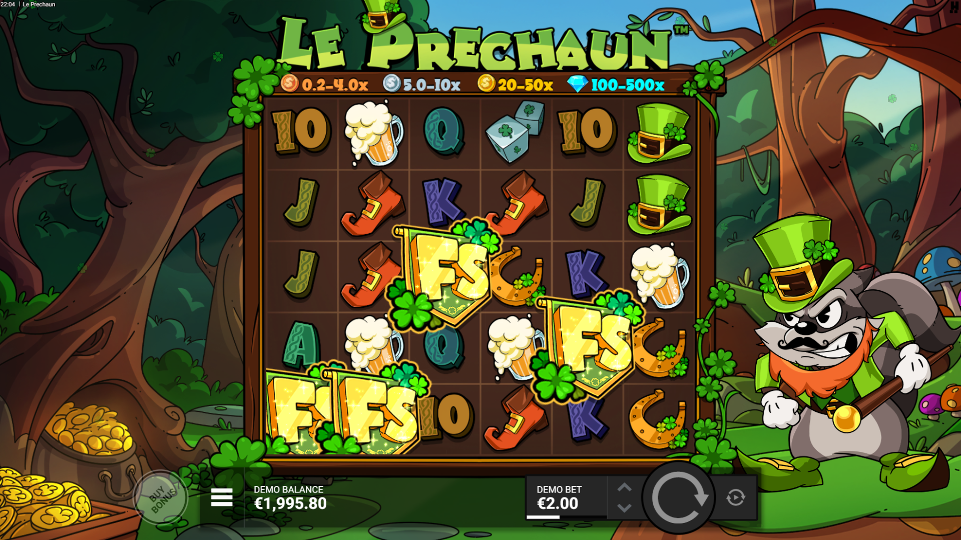 Le Prechaun Clover the Top free spins feature