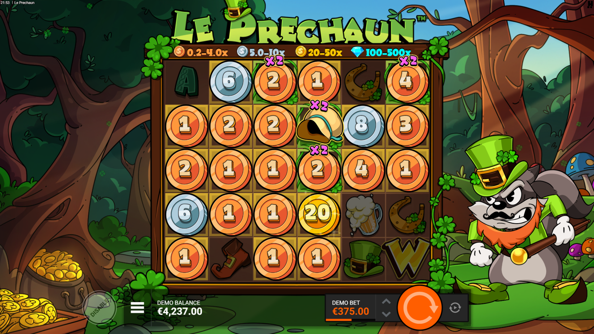 Le Prechaun RainbowRide feature spins