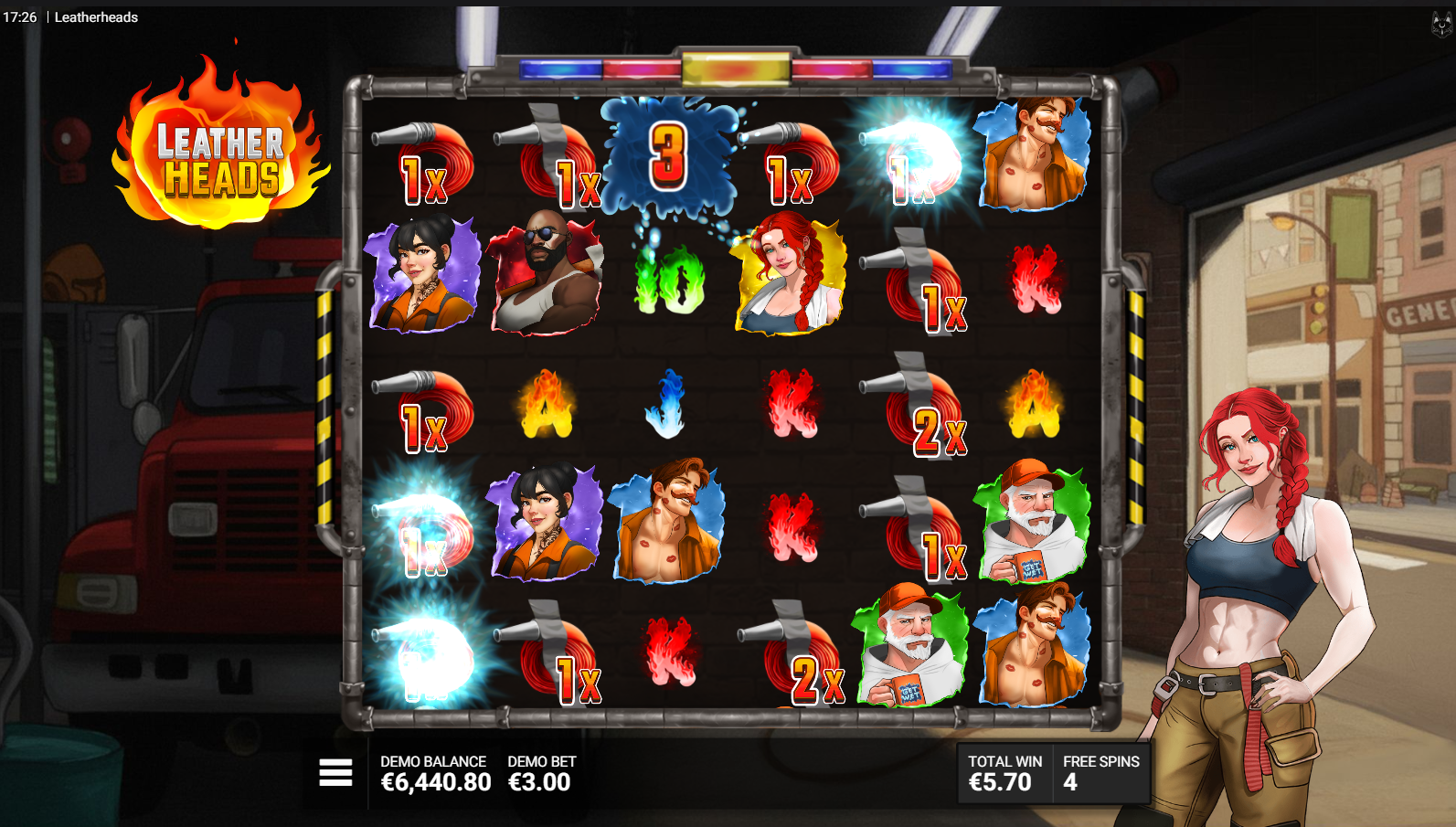 Leatherheads Put It Out Spins bonus feature with multipliers on the reels