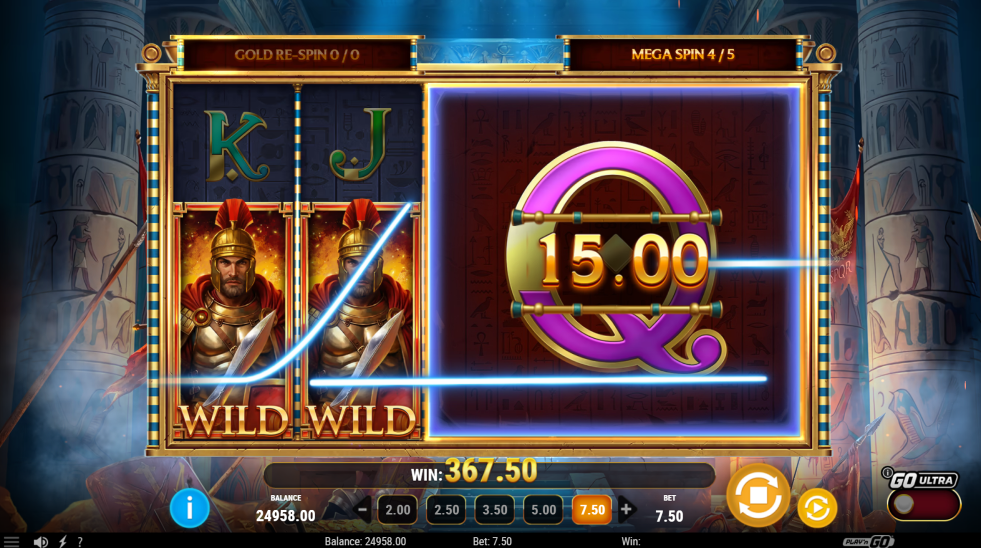 Wilds appearing during Mega Spins in Legion Gold and the Throne of Dead