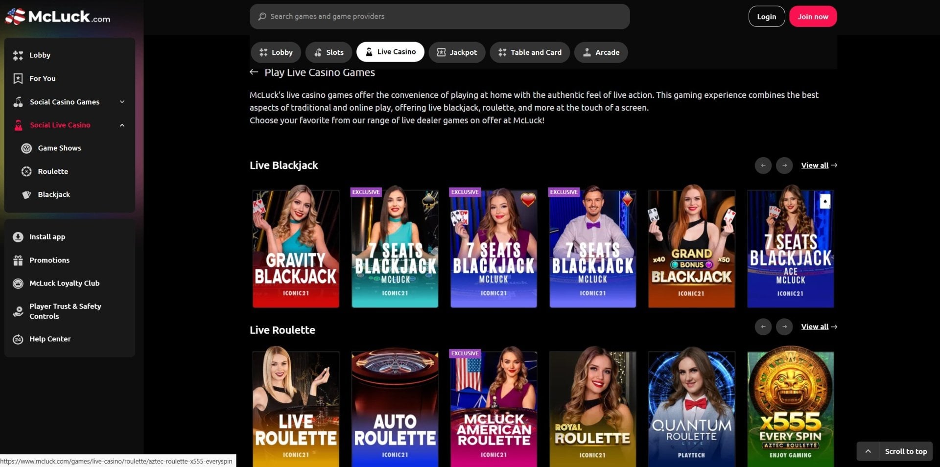 McLuck Live Casino