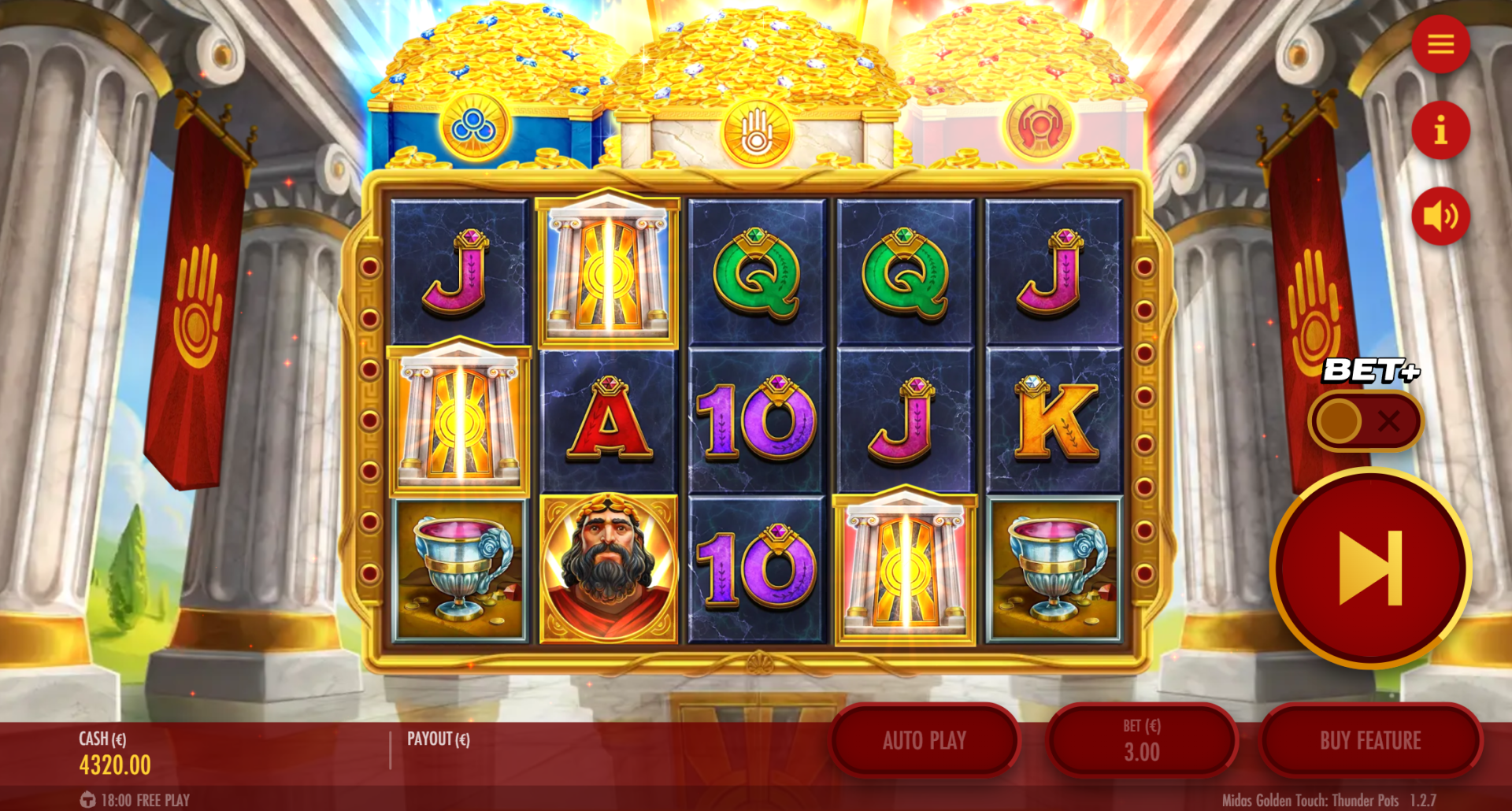 Midas Golden Touch Thunder Pots all three chests bonus buy option selected