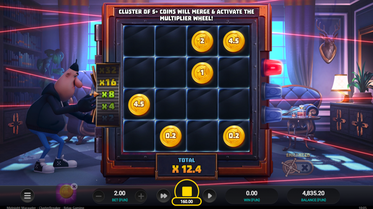 Midnight Marauder ClusterBreaker Coin Caper Bonus round