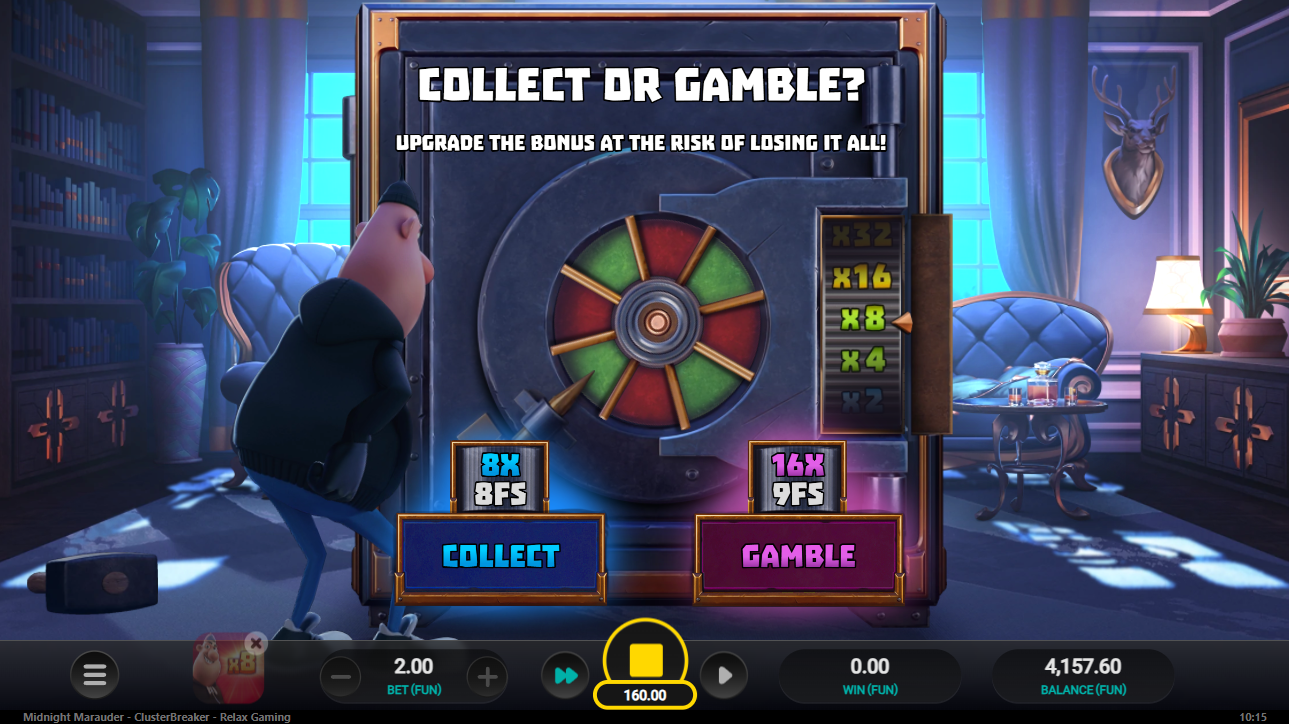 Midnight Marauder ClusterBreaker Smash N Grab Free Spins trigger screen