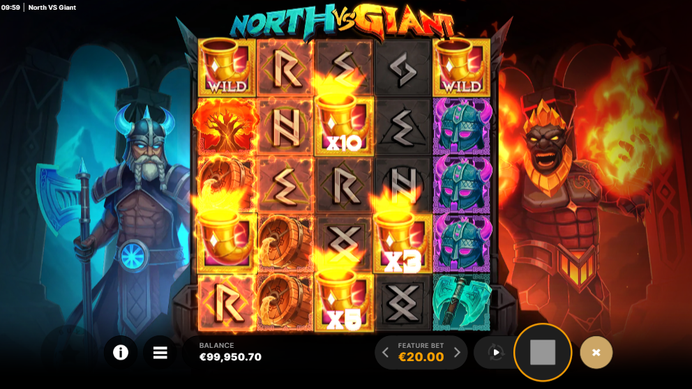 North Vs Giant Giant Spin Feature with Wild multiplier upgrades active