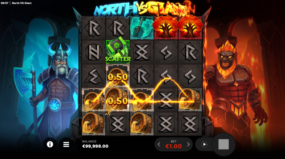 North Vs Giant payline structure showing 20 fixed paylines